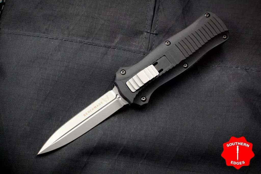 Benchmade Mini Infidel OTF Auto Knife- Double Edge- Black Handle- Satin Plain Edge 3350