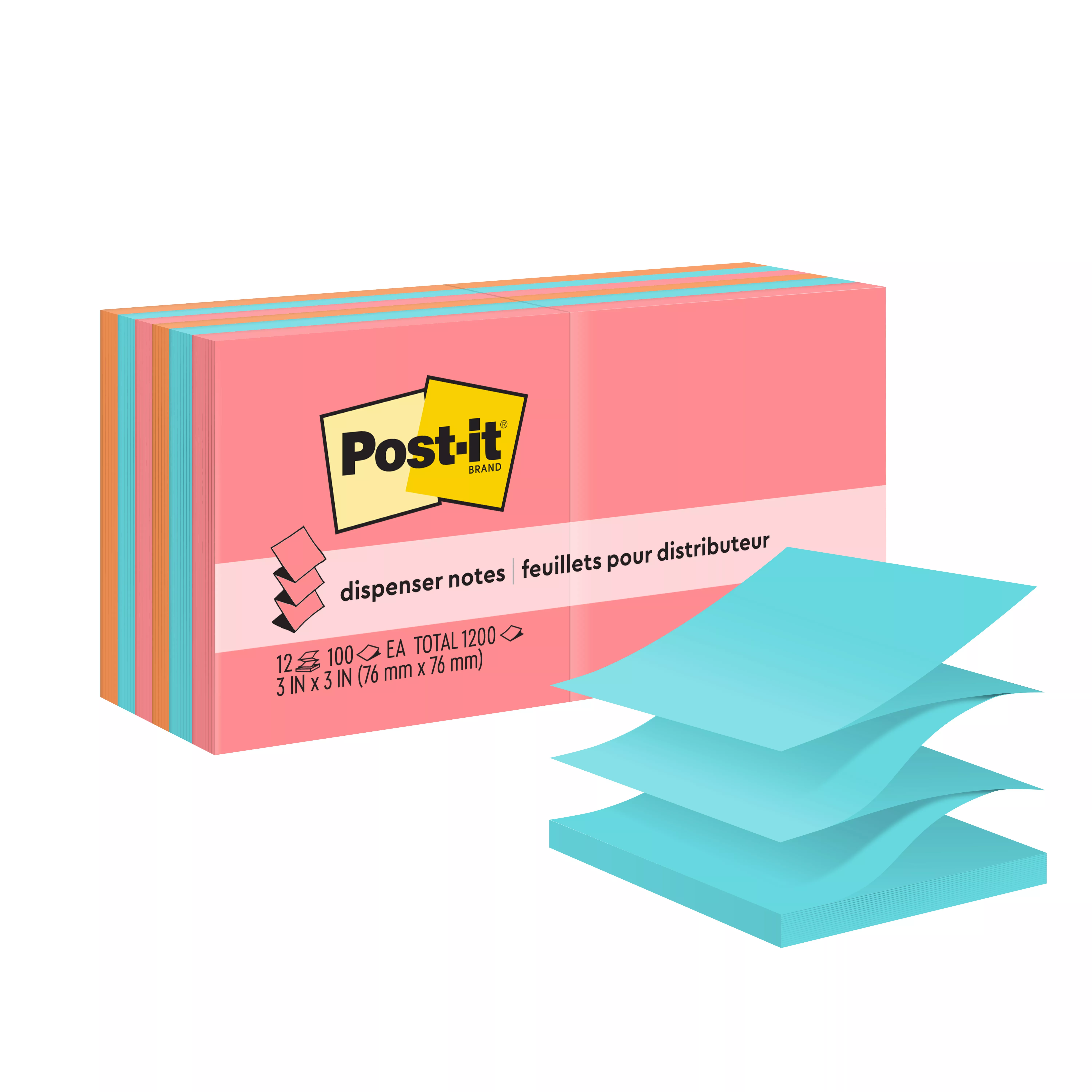 Post-it Dispenser Pop-up Notes R330-12AN, Poptimistic, 3 in x 3, 12 Pads/Pack, 100 Sheets/Pad, 100% PEFC, SGSCH-PEFC-COC-110078 (Case of 12) SKU 7100050922