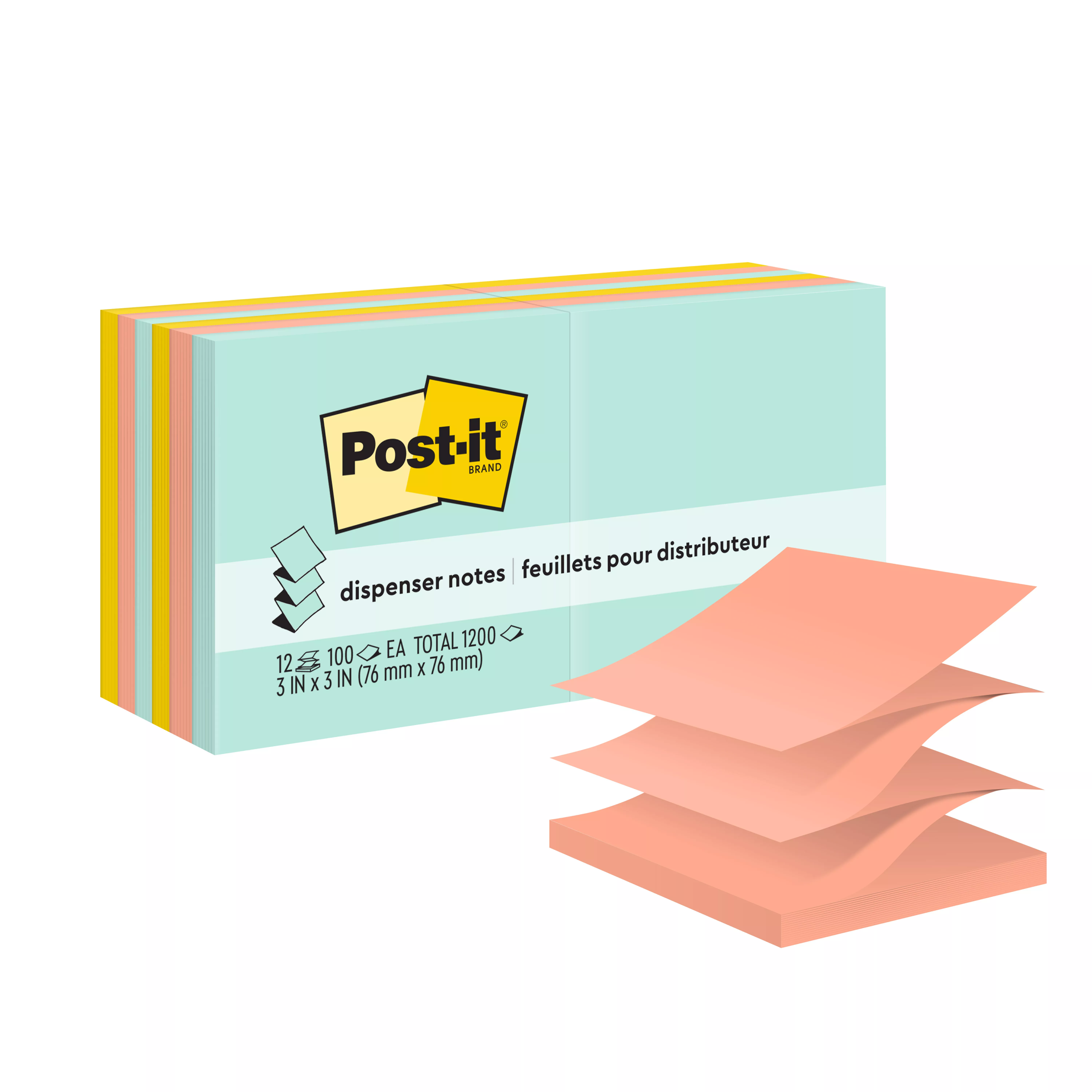 Post-it Dispenser Pop-up Notes R330-12AP, Beachside Cafe, 3 in x 3 in, 100% PEFC, SGSCH-PEFC-COC-110078 (Case of 6) SKU 7100086916