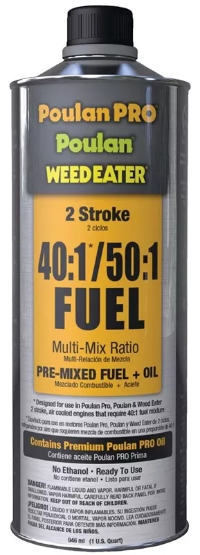 Poulan Pro Weedeater 1 Quart 40:1/50:1 Ethanol-Free Small Engine Multi-Mix Fuel & Oil Pre-Mix