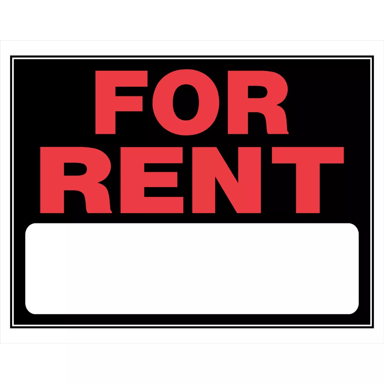 For Rent Sign, Black and Red, 15 x 19-In.